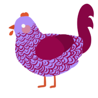 Tender, a lilac and maroon chicken with a double-lace pattern