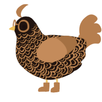 Mudblock, a sable and brown chicken with a double-lace pattern
