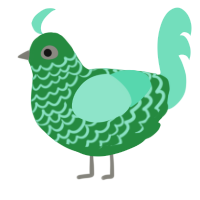 A viridian and mint chicken with a lace pattern