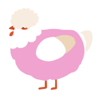 Sadr, a pink and cream chicken with a head pattern