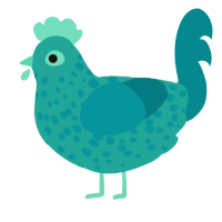 (unnamed), a turquoise and teal chicken with a speckle pattern
