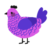 A orchid and indigo chicken with a lace pattern