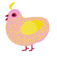 Strawberry Lemonade, a pink and yellow chicken with a double-lace pattern