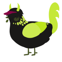 Swidzoid, a sable and lime chicken with a neck-speckle pattern