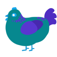 (unnamed), a teal and indigo chicken with a neck-speckle pattern
