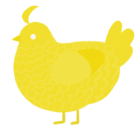 A yellow chicken with a lace pattern