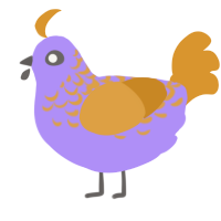 Bright, a lilac and orange chicken with a half-lace pattern