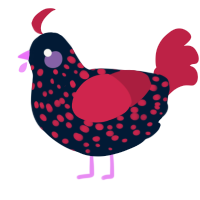 A tumblr and crimson chicken with a speckle pattern