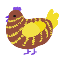 A russet and yellow chicken with a bar pattern