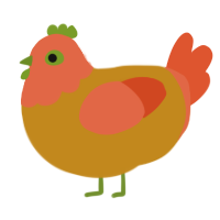 Cherry Tomato, a ochre and vermilion chicken with a head pattern