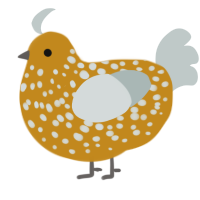 Crunchy Leaf, a ochre and silver chicken with a speckle pattern