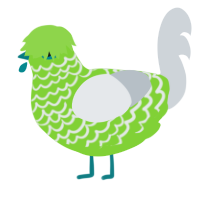 A grass and mist chicken with a lace pattern