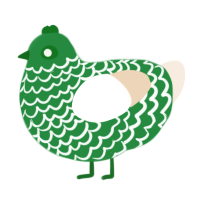 A viridian and cream chicken with a lace pattern