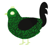 A leaf and black chicken with a double-lace pattern
