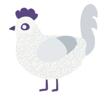 A white and mist chicken with a double-lace pattern