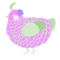 A lavender and gluppy chicken with a lace pattern