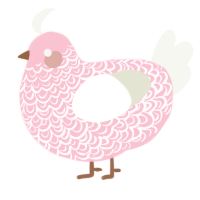 A rose and white chicken with a double-lace pattern
