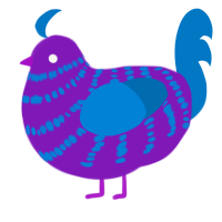 GetInto Hypnosis Mic, a violet and sapphire chicken with a bar pattern