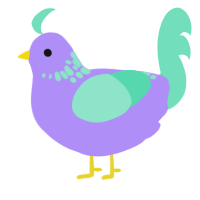 shermy, a lilac and mint chicken with a neck-speckle pattern