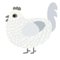A white and mist chicken with a lace pattern
