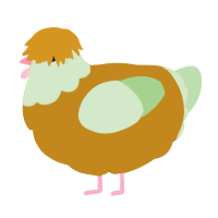 A ochre and gluppy chicken with a head pattern