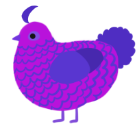A amethyst and indigo chicken with a lace pattern