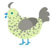 A apple and ash chicken with a speckle pattern