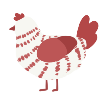 Piquant, a white and red chicken with a bar pattern
