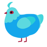 A sky and aqua chicken with a head pattern