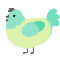 Unhappiest birthday, a apple and mint chicken with a head pattern