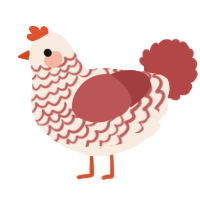 Pending- lampreii, a cream and red chicken with a lace pattern