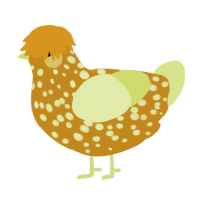 A ochre and lemon chicken with a speckle pattern