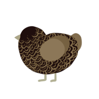 charm, a black and ultramarine chicken with a double-lace pattern