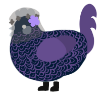 Sabrina, a tumblr and overcast chicken with a double-lace pattern