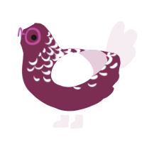 A maroon and pink chicken with a half-lace pattern