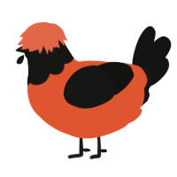 BsM2, a vermilion and black chicken with a head pattern