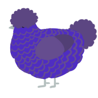 A indigo and overcast chicken with a lace pattern