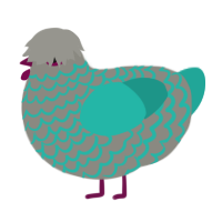 A ash and turquoise chicken with a lace pattern