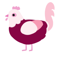 February, a maroon and rose chicken with a head pattern