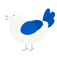 A white and ultramarine chicken