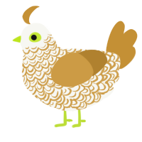 Morning Glory, a white and gold chicken with a double-lace pattern