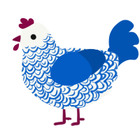 barisan sosialis, a white and ultramarine chicken with a double-lace pattern