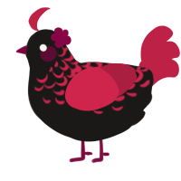 Wilardo, a sable and crimson chicken with a half-lace pattern