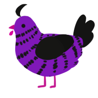 GetInto Hypnosis Mic, a violet and black chicken with a bar pattern