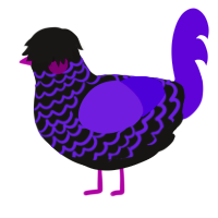 Hot Topic Princess, a sable and blurple chicken with a lace pattern