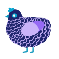 A navy and lilac chicken with a lace pattern