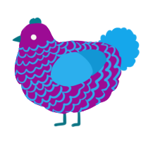 A plum and sky chicken with a lace pattern