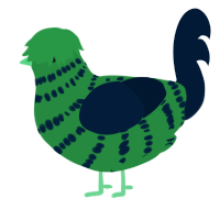A viridian and tumblr chicken with a bar pattern