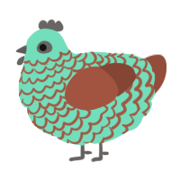 A mint and russet chicken with a lace pattern