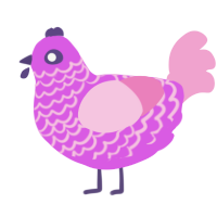 A orchid and pink chicken with a lace pattern